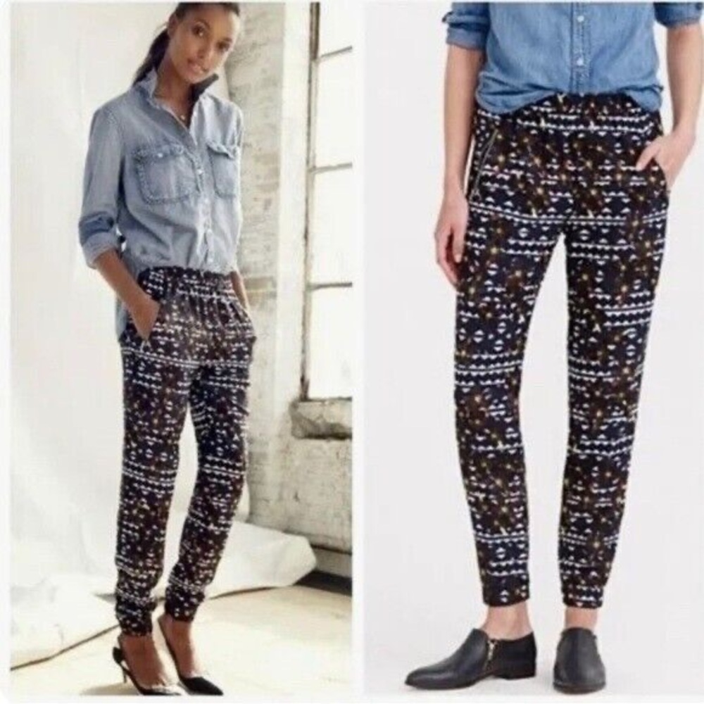 J Crew Turner Pant Abstract Floral Print Cropped Pants Size 8